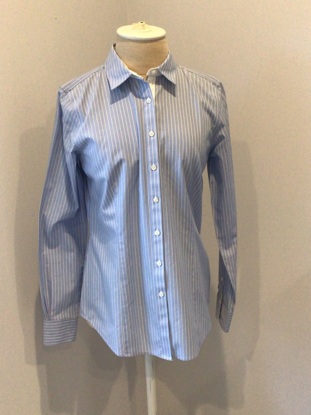 Brooks Brothers Light Blue and Black Striped Tailored Dress Shirt